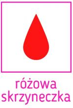 kropla krwi symbol akcji różowa skrzyneczka